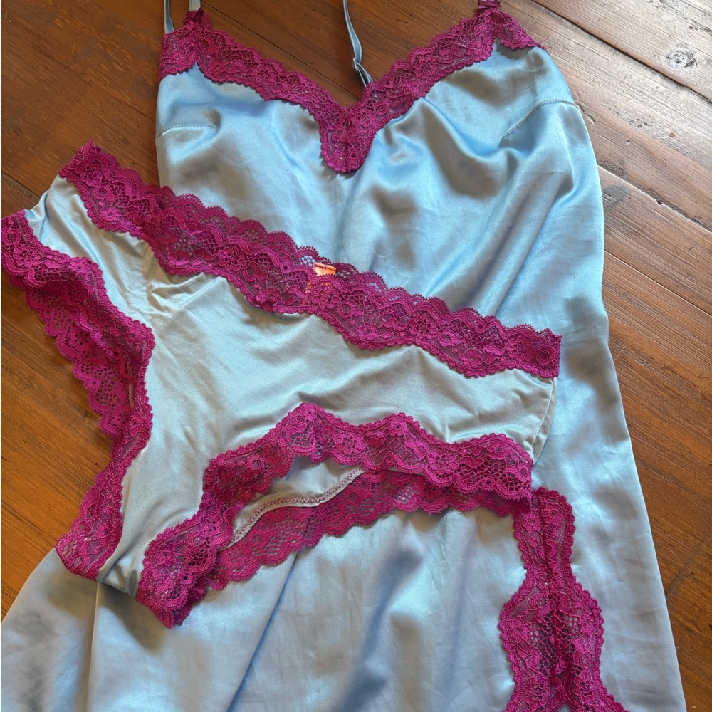 VS tease satin slip and matching cheeky panties set